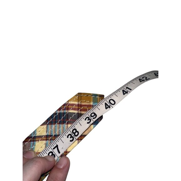 J. Crew Womens Size S/M Fabric Belt Multi Color Plaid Woven Wicker Buckle Preppy - Picture 6 of 6